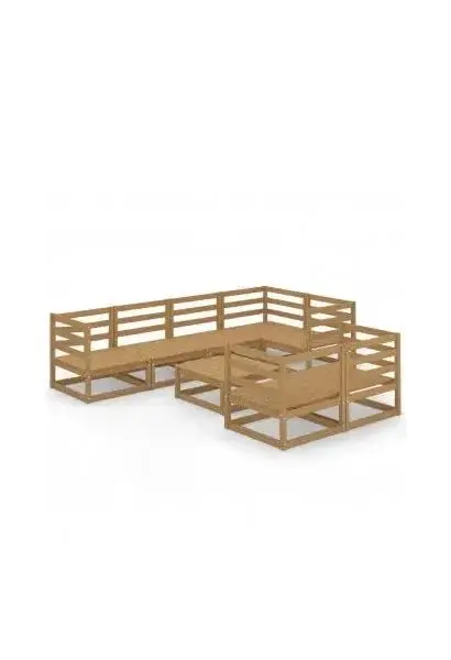 VIDAXL 3075652 Juego de muebles de jardín color marrón miel con 8 piezas de madera maciza de pino de vidaXL