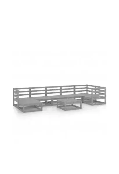 VIDAXL 3075701 Conjunto de mesa y sofás de 8 piezas con diseño de palés fabricado en madera de pino gris de vidaXL
