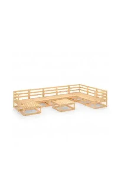 VIDAXL 3075719 Juego de muebles para exteriores hecho de madera maciza de pino color marrón 9 piezas de vidaXL