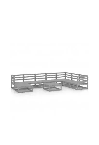 VIDAXL 3075721 Juego de muebles de jardín color gris de 9 piezas de madera de pino maciza de vidaXL