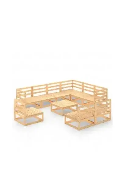 VIDAXL 3075789 Conjunto de muebles para jardín en madera maciza de pino marrón 9 plazas de vidaXL