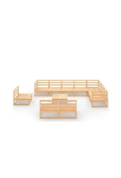 VIDAXL 3075799 Set de muebles de pino para jardín de 11 piezas color marrón sin cojines de vidaXL