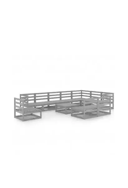 VIDAXL 3075801 Conjunto de sofás con mesita en madera de pino para jardín de palés de 11 piezas gris de vidaXL