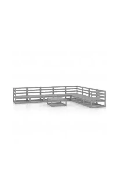 VIDAXL 3075841 Set de muebles de exterior de color gris fabricado en madera de pino maciza de vidaXL