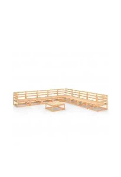 VIDAXL 3075849 Juego de muebles de sofá modular y mesa de centro de madera de pino marrón 9 plazas de vidaXL