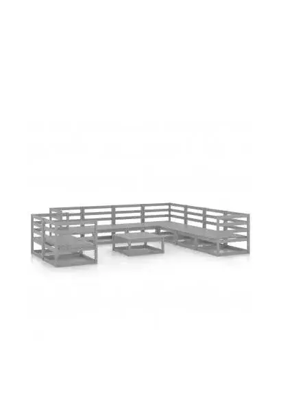 VIDAXL 3075921 Conjunto de muebles modulares para jardín de madera de pino macizo acabado en gris de vidaXL