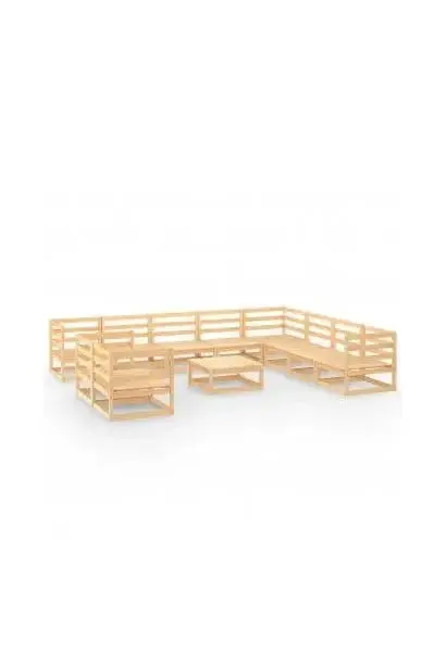 VIDAXL 3075929 Conjunto de muebles de exterior de 11 piezas de madera de pino color marrón claro de vidaXL
