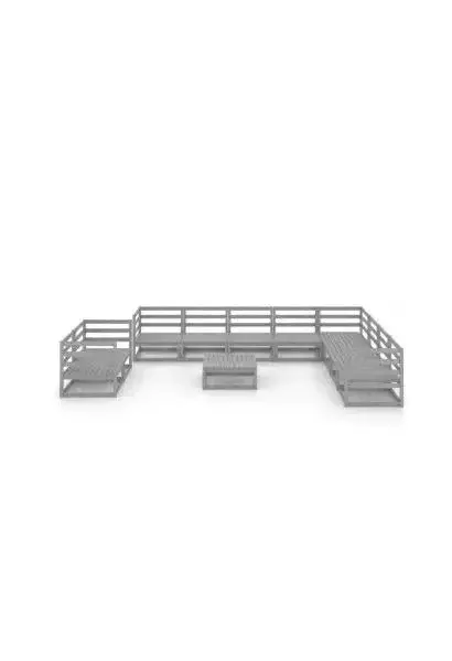 VIDAXL 3075931 Conjunto de muebles de pino para exterior de 11 unidades color gris sin cojines de vidaXL