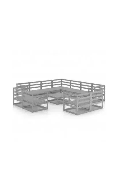 VIDAXL 3075951 Set de muebles de jardín de 12 piezas de madera de pino con acabado en color gris de vidaXL