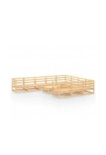 VIDAXL 3075999 Conjunto de muebles de exterior de 11 piezas modulares de madera de pino marrón claro de vidaXL