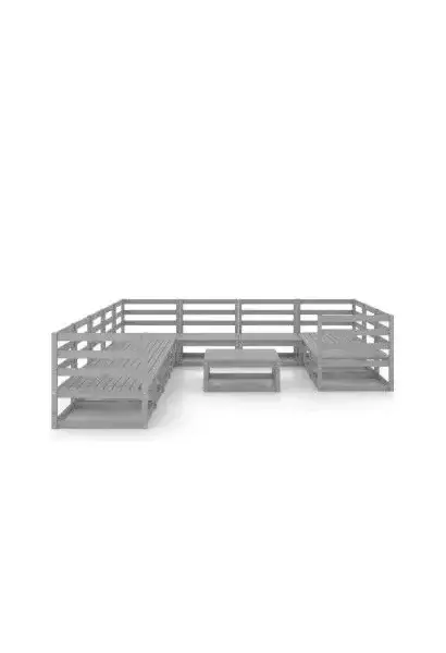 VIDAXL 3076001 Conjunto de muebles de pino para jardín de 11 piezas color gris sin cojines de vidaXL