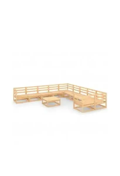 VIDAXL 3076009 Conjunto de muebles de exterior de 11 piezas modulares de madera de pino color marrón claro de vidaXL