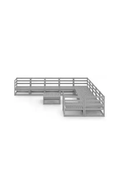 VIDAXL 3076011 Conjunto de muebles de pino para exterior de 11 piezas color gris sin cojines de vidaXL