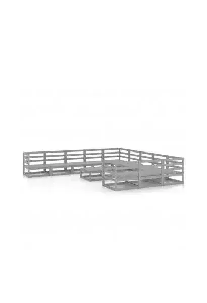 VIDAXL 3076021 Set de muebles de jardín de 12 piezas fabricado en madera de pino en color gris de vidaXL