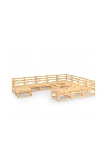 VIDAXL 3076034 Conjunto de muebles de jardín de 11 piezas modulares de madera de pino color marrón claro de vidaXL