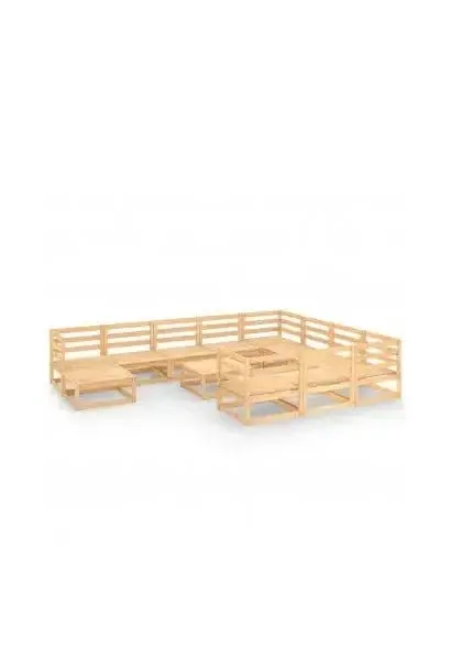 VIDAXL 3076039 Conjunto de sofás con mesita en madera de pino para jardín de palés de 12 piezas natural de vidaXL