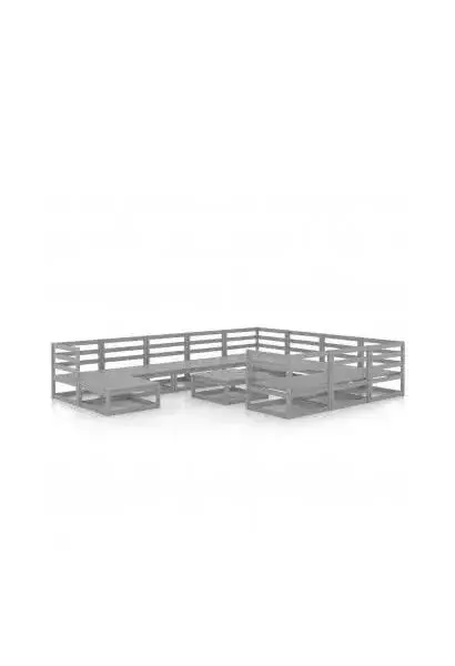 VIDAXL 3076041 Juego de sillones y mesa de madera de pino para jardín de 12 piezas color gris de vidaXL