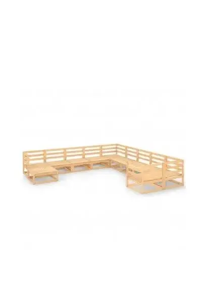 VIDAXL 3076044 Conjunto de muebles de jardín de 11 piezas modulares de madera de pino marrón claro de vidaXL