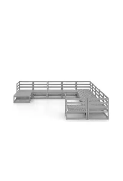 VIDAXL 3076046 Set de muebles de pino para exterior de 11 piezas color gris sin cojines de vidaXL