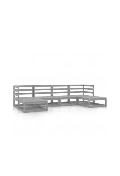 VIDAXL 3076066 Juego de muebles para exterior hecho de madera maciza de pino 6 piezas de color gris de vidaXL