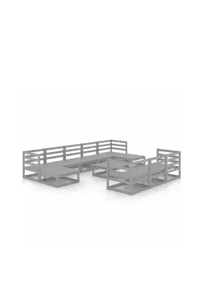 VIDAXL 3076116 Conjunto de muebles modulares de jardín de madera de pino macizo en gris de vidaXL