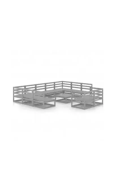 VIDAXL 3076216 Set de muebles de jardín de 12 piezas fabricado en madera de pino en color gris de vidaXL