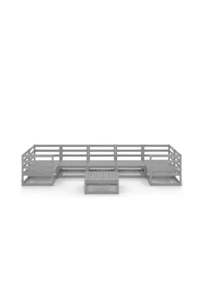 VIDAXL 3076256 Set de muebles de pino para exterior con 8 piezas color gris sin cojines de vidaXL