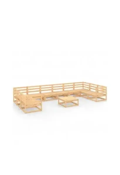 VIDAXL 3076274 Conjunto de muebles de jardín 11 piezas modulares de madera de pino color marrón claro de vidaXL