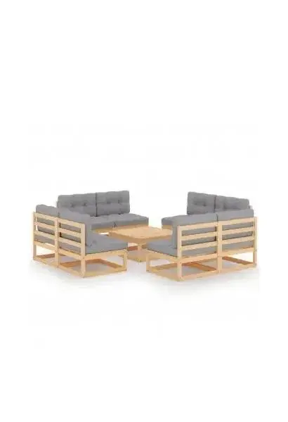 VIDAXL 3076324 Juego de jardín fabricada en madera con cojines en color gris para el jardín de vidaXL