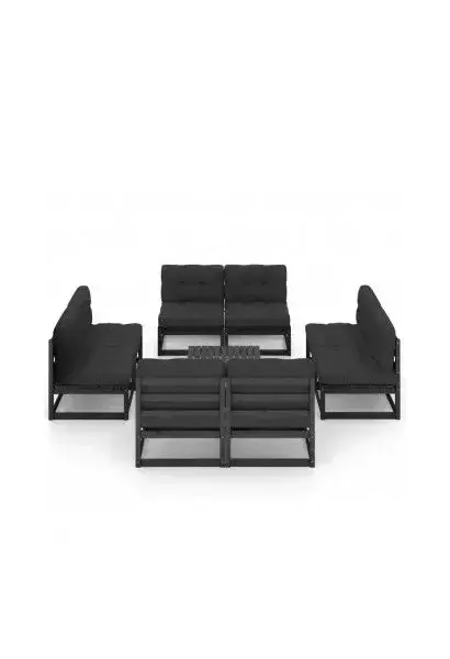 VIDAXL 3076328 Set de muebles con cojines para el jardín fabricados en pino macizo negro de vidaXL