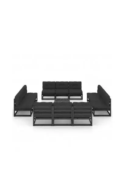 VIDAXL 3076333 Set de muebles para el jardín con 13 piezas fabricadas en pino macizo de color negro de vidaXL