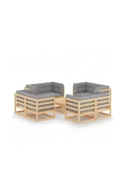 VIDAXL 3076339 Conjunto mobiliario para jardines con muebles fabricados en pino con cojines antracita de vidaXL