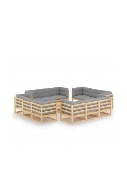VIDAXL 3076344 Conjunto de muebles fabricados en madera de pino para jardín y terrazas con cojines gris de vidaXL