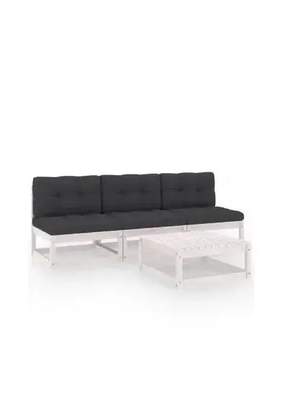 VIDAXL 3076355 Juego de muebles para exteriores hecho de madera maciza de pino y tela color blanco y gris antracita 4 piezas de vidaXL