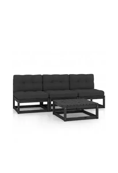 VIDAXL 3076358 Conjunto de muebles para exterior de color gris antracita y negro de madera maciza de pino de vidaXL