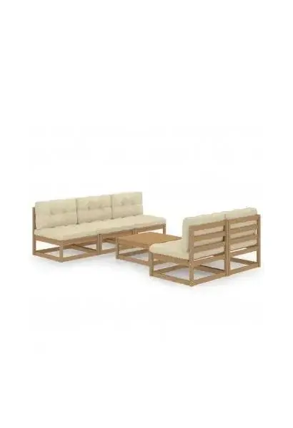 VIDAXL 3076362 Conjunto de muebles para exterior marrón miel y crema de madera maciza de pino de vidaXL