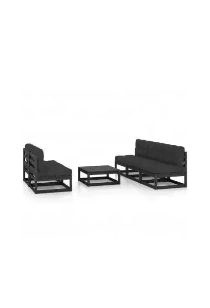VIDAXL 3076363 Juego de muebles mobilairios fabricado en madera de color negro con antracita de vidaXL
