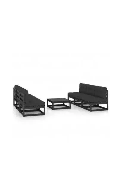 VIDAXL 3076368 Conjunto de muebles modernos para el jardín fabricado en madera con 7 piezas de color negro de vidaXL