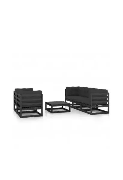 VIDAXL 3076383 Juego de sofás con una mesa para el jardín fabricada en madera de pino negro de vidaXL