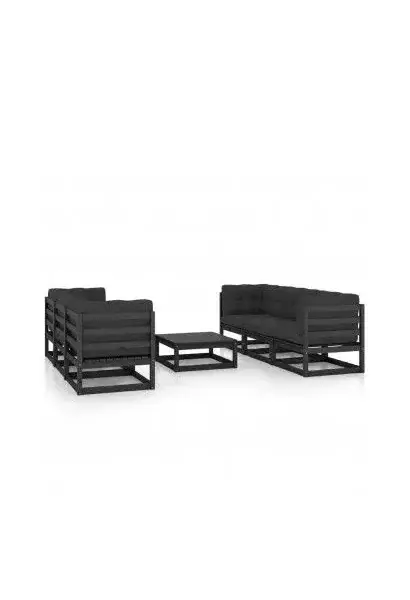 VIDAXL 3076388 Juego de muebles con un diseño modular para el jardín de color negro con antracita de vidaXL