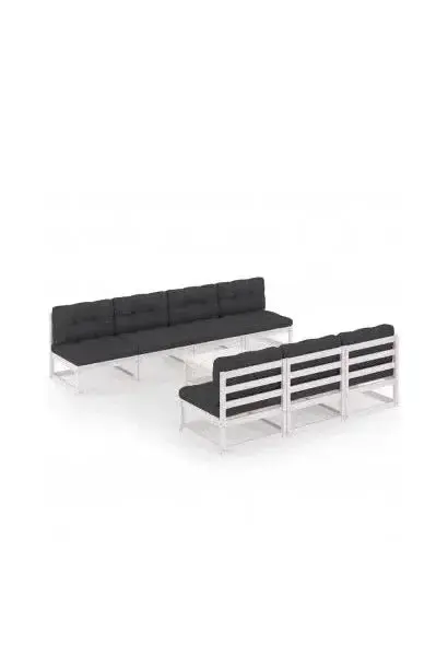 VIDAXL 3076400 Conjunto de sofás con mesita para jardín de 8 piezas en madera de pino blanco y antracita de vidaXL