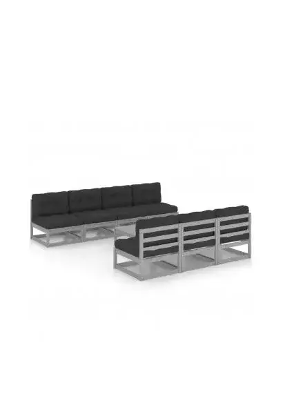 VIDAXL 3076401 Juego de muebles modulares para exterior de 8 piezas de madera de pino acabado gris de vidaXL