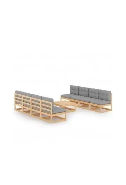 VIDAXL 3076404 Juego mobiliario de muebles fabricado en madera con cojines de color gris de vidaXL