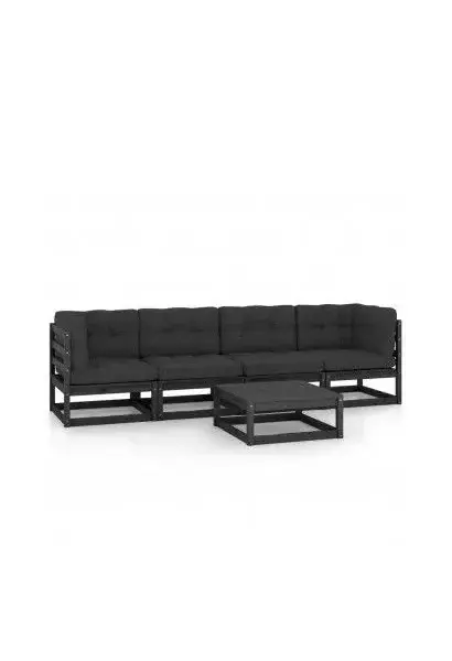 VIDAXL 3076418 Set de muebles de jardín de 5 piezas de madera de pino negro con cojines de color antracita de vidaXL