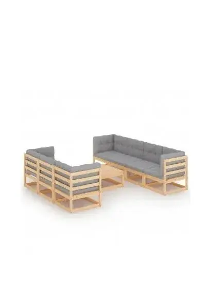 VIDAXL 3076419 Conjunto de muebles para jardín de madera acabado natural con cojines color gris de vidaXL