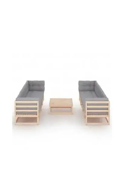 VIDAXL 3076424 Juego de muebles fabricados en madera de pino con cojines de acabado gris de vidaXL