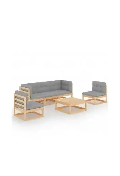 VIDAXL 3076444 Conjunto de muebles para exterior de color gris y marrón de madera de pino maciza de vidaXL