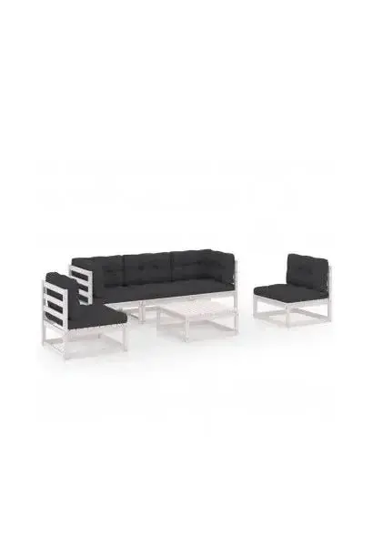 VIDAXL 3076445 Conjunto de muebles exterior gris antracita y blanco fabricado en madera maciza de pino de vidaXL
