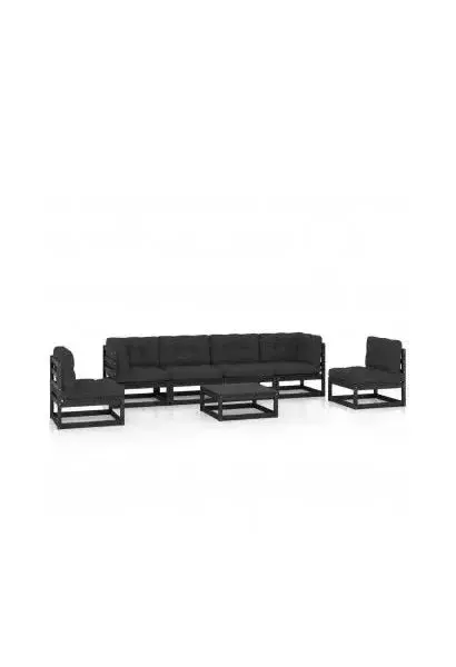VIDAXL 3076458 Conjunto de muebles modernos para el jardín con un diseño modular en color negro de vidaXL