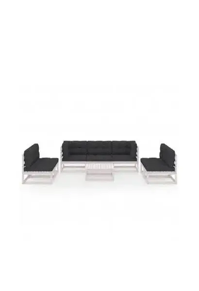 VIDAXL 3076475 Juego de muebles para jardín de 8 piezas en color blanco con cojines Negros de vidaXL